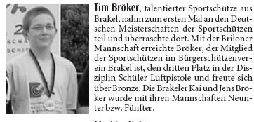 Mannschaftsdritter Tim Bröker